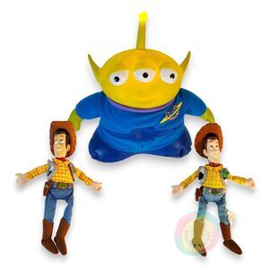 Toy Story 3pc Plush Lot - Talking Alien & 2 Woody Dolls